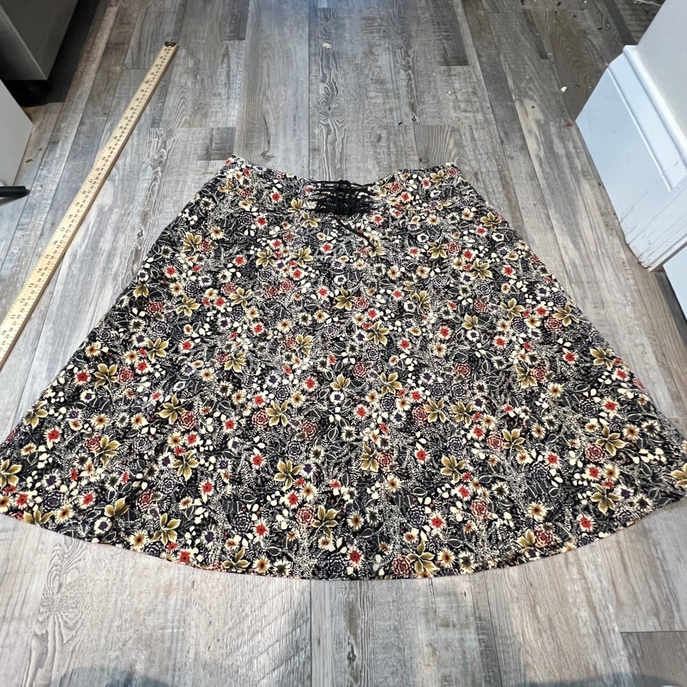 Edme & Esyllte Womens A-Line Skirt Lace Up Floral Multicolor Size 12